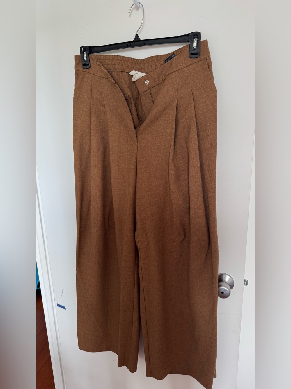 H&M Women Wide-Leg Brown Pleated Pants